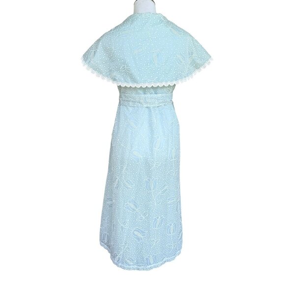 Vtg B. Cohen Floral Tulip Sky Blue Robe Peignoir Sheer Size Small 50’s 60’s - Picture 9 of 16